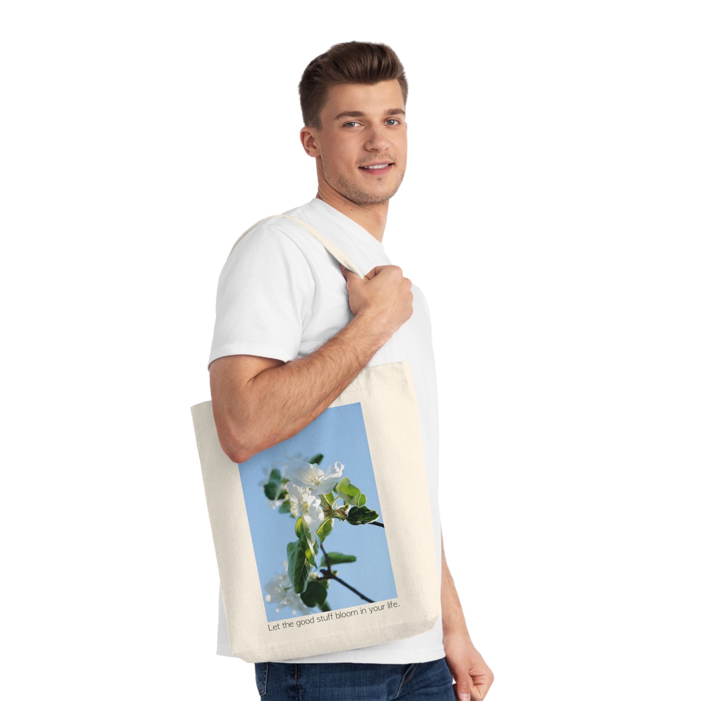Cotton Tote Bag "Let the good stuff bloom in your life.“ - Eco-Friendly Artistic Carryall with Photo print by Sarah Buhl